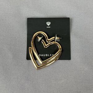 BaubleBar Earrings Gold Tone Heart Hoop Womens Love Statement Fashion Jewelry